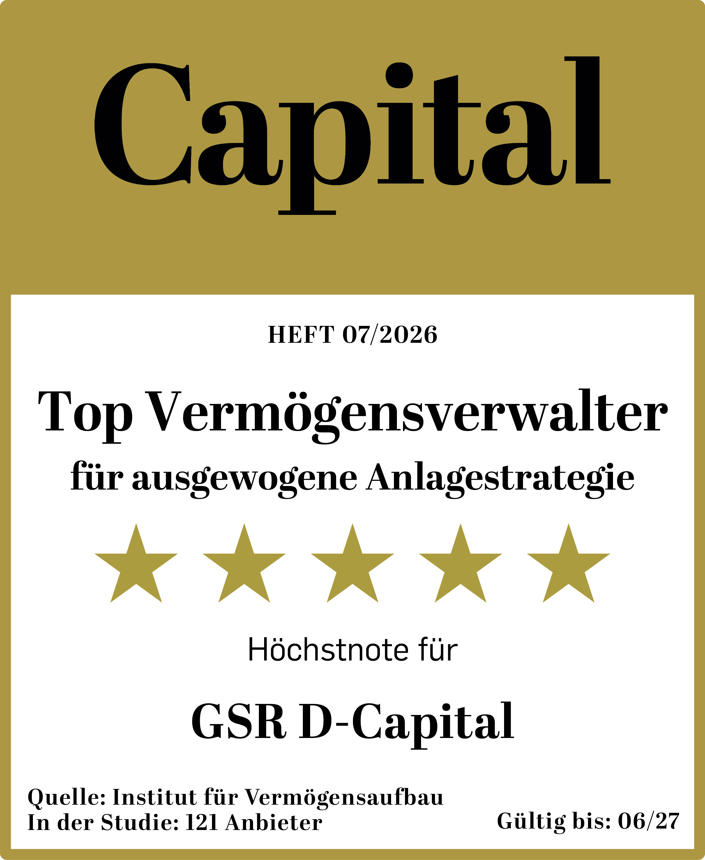 Top-Verm&ouml;gensverwalter f&uuml;r ausgewogene Anlagestrategie 5*